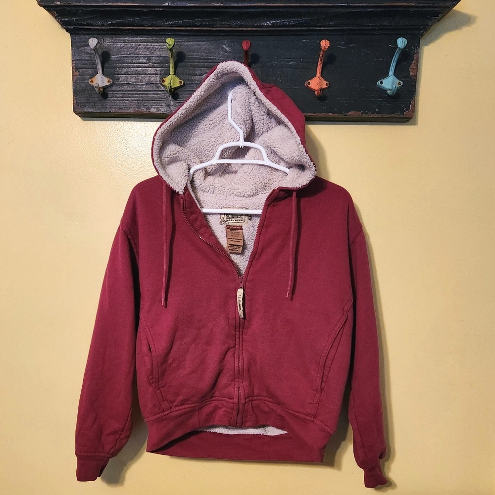 C.E Schmidt work wear maroon hoodie. Size small
